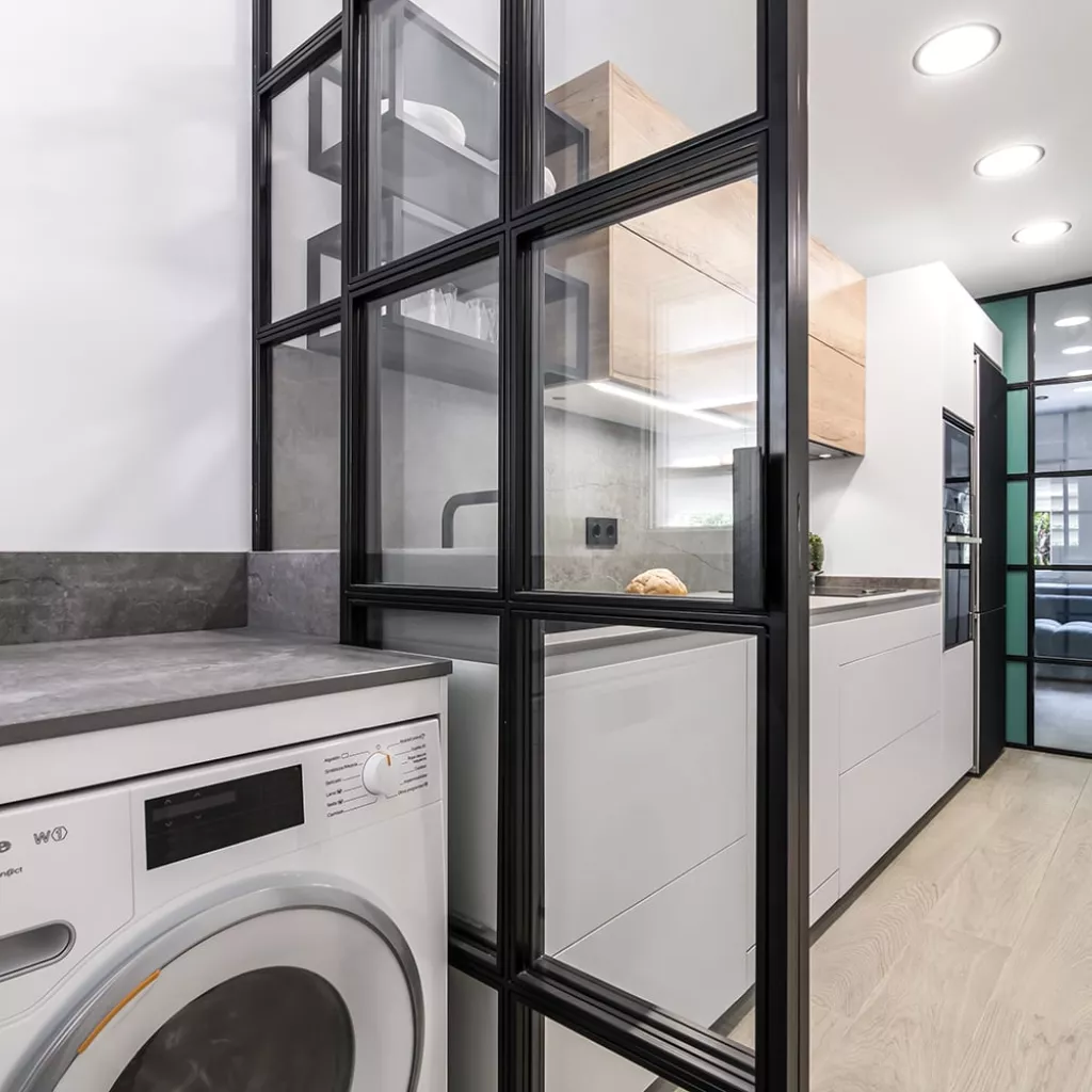 Cocina en color blanco y roble de cocina Santos Zona de lavado