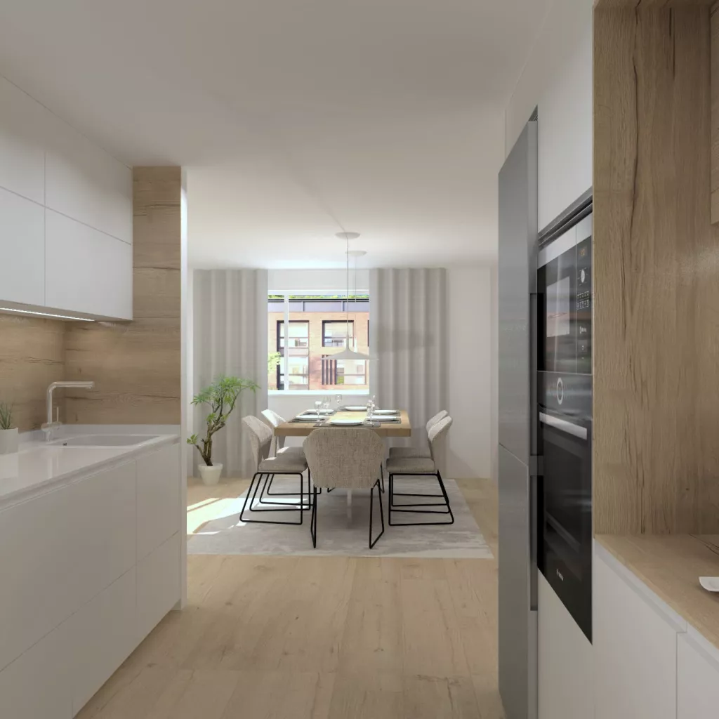 Cocina Santos blanca abierta al salón