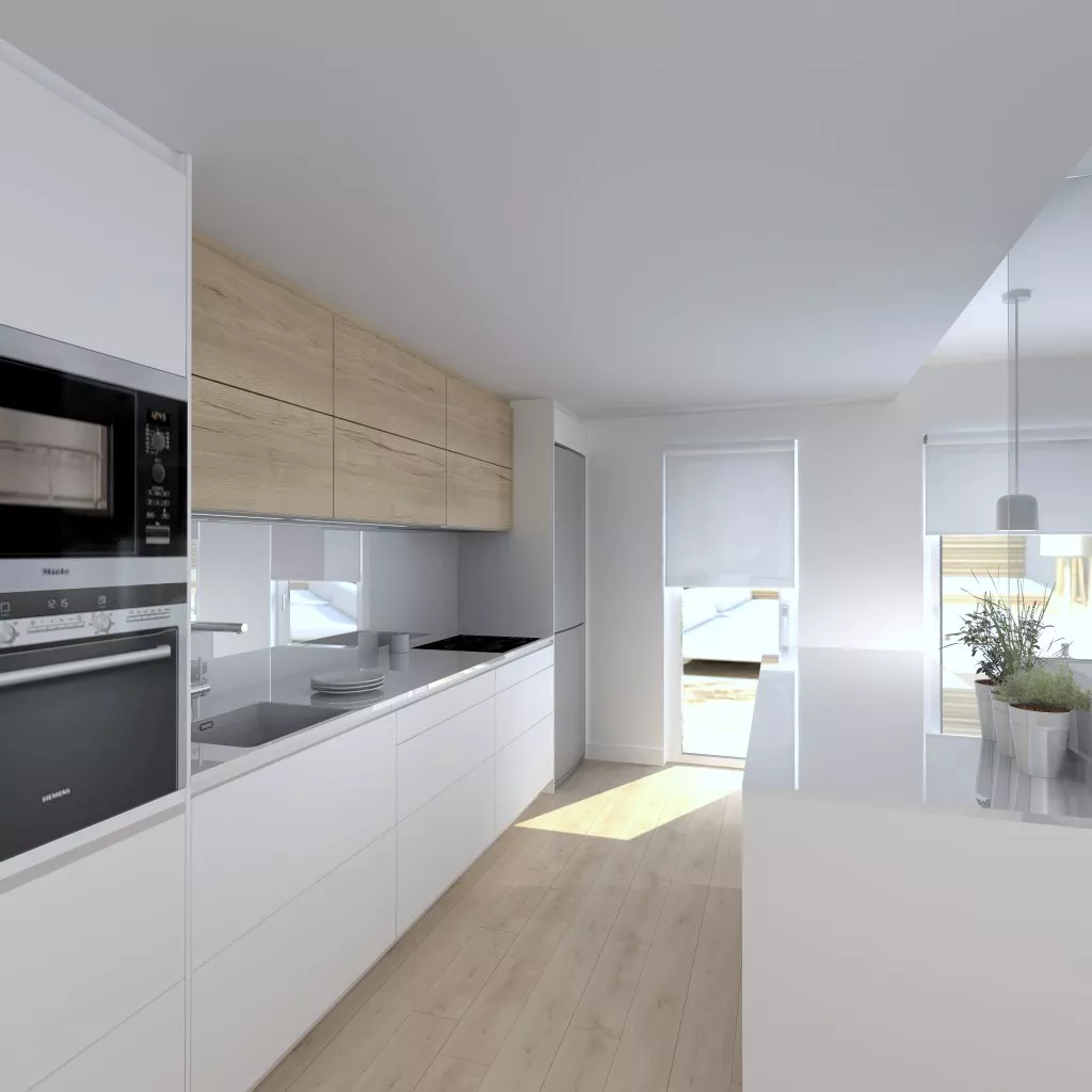 Cocina en Pozuelo de Alarcón con gola superior y apertura mecánizada