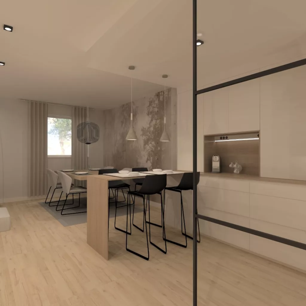 Cocina Santos blanca con barra