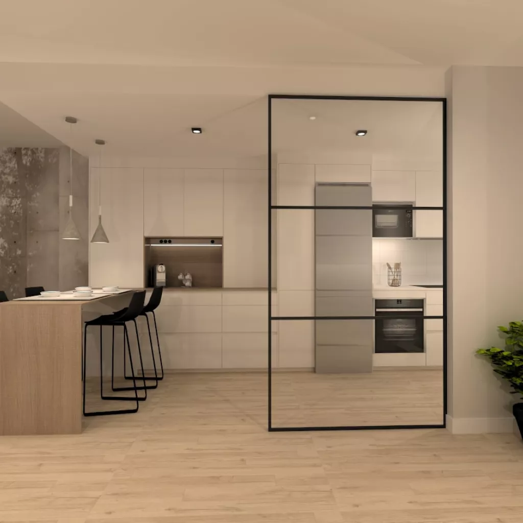 Cocina Santos blanca con barra