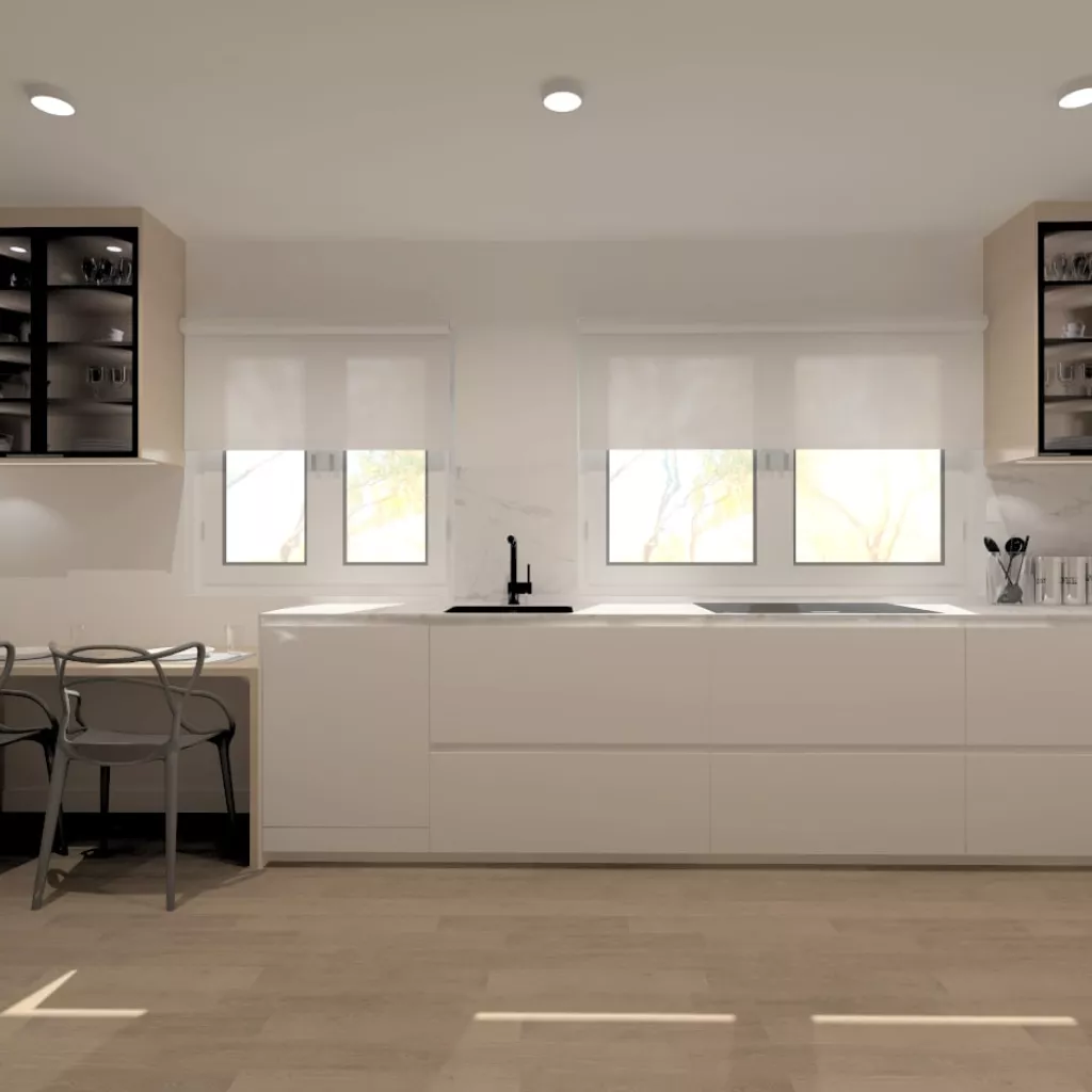 Cocina Santos blanca con encimera de Inalco