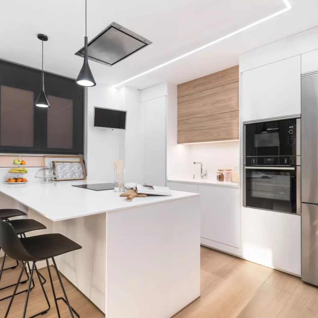 Cocina Santos blanca con península