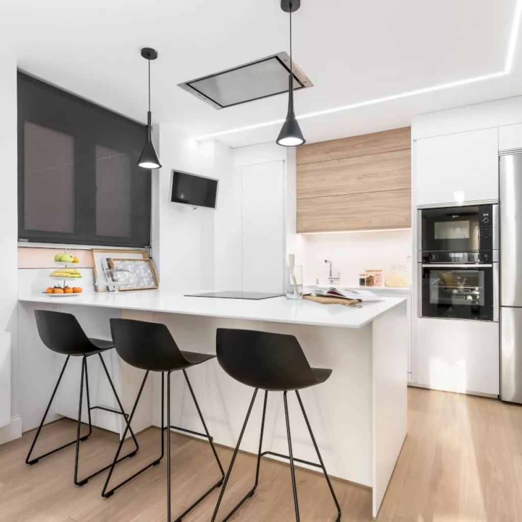 Cocina Santos blanca con península