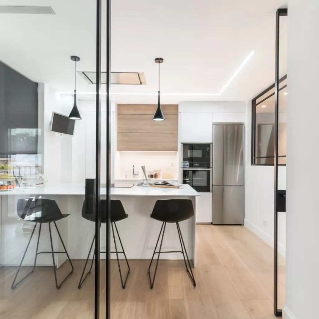 Cocina Santos blanca con península