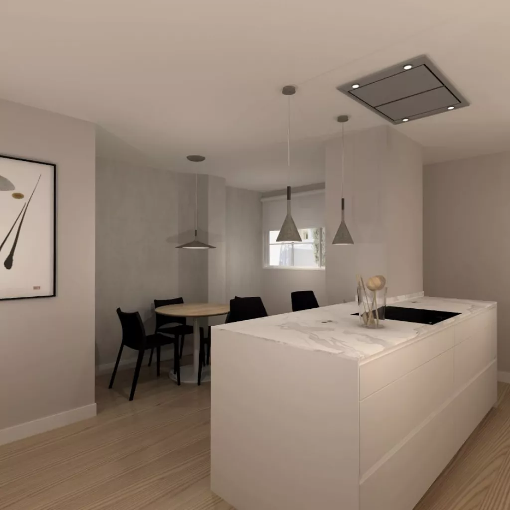 Cocina Santos blanca con península