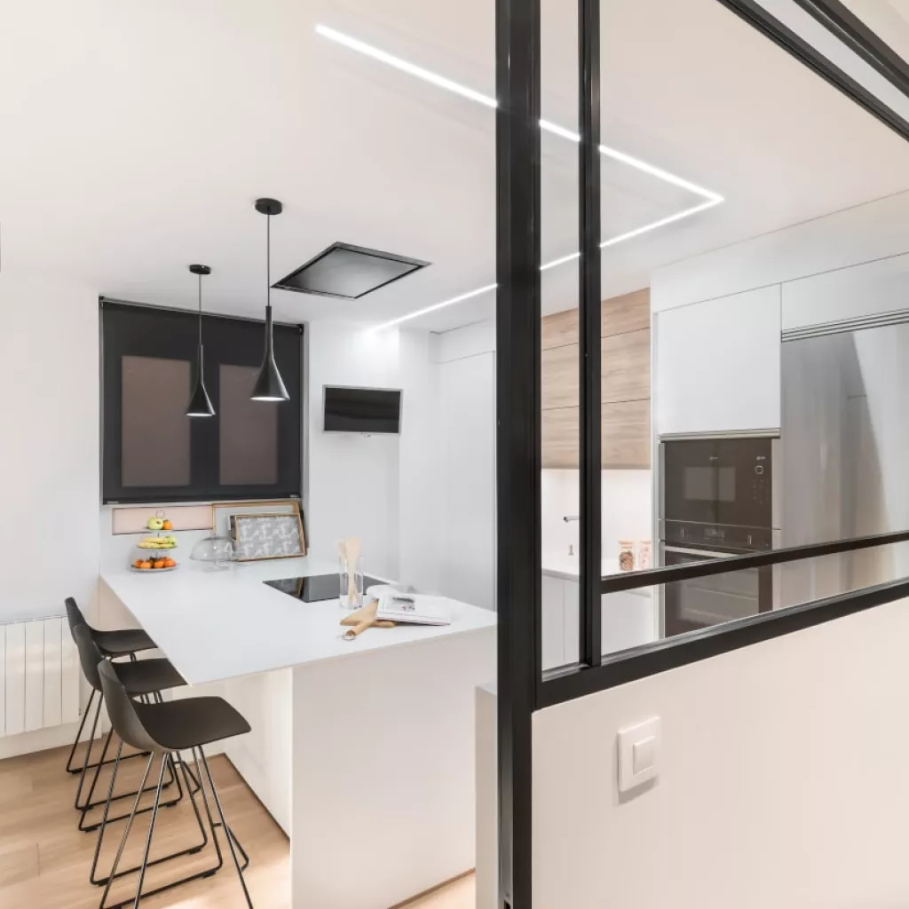 Cocina Santos blanca con península