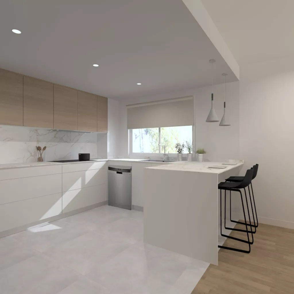 Cocina Santos blanca con península