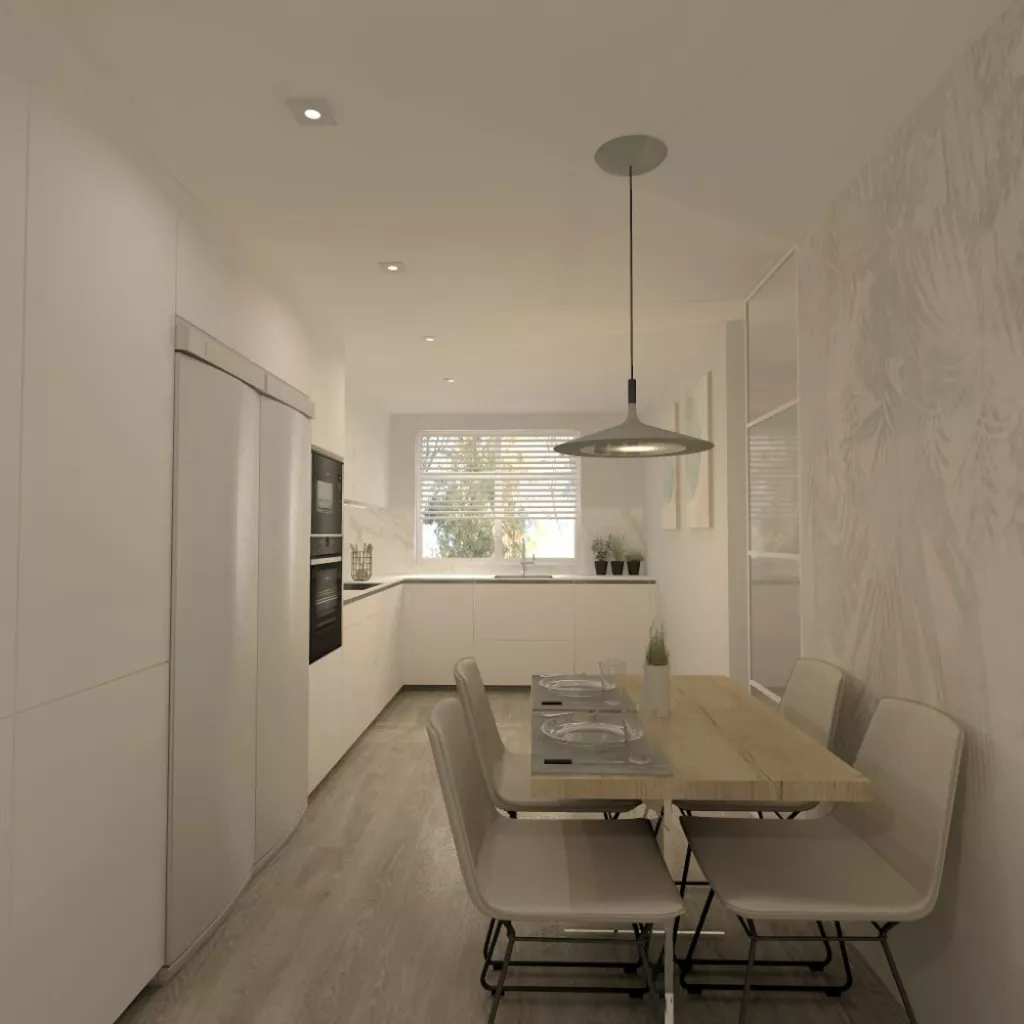 Cocina Santos blanca en L