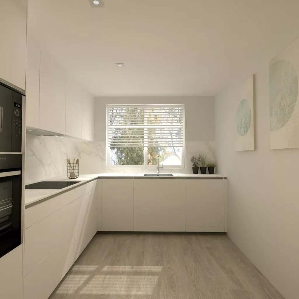 Cocina Santos blanca en L