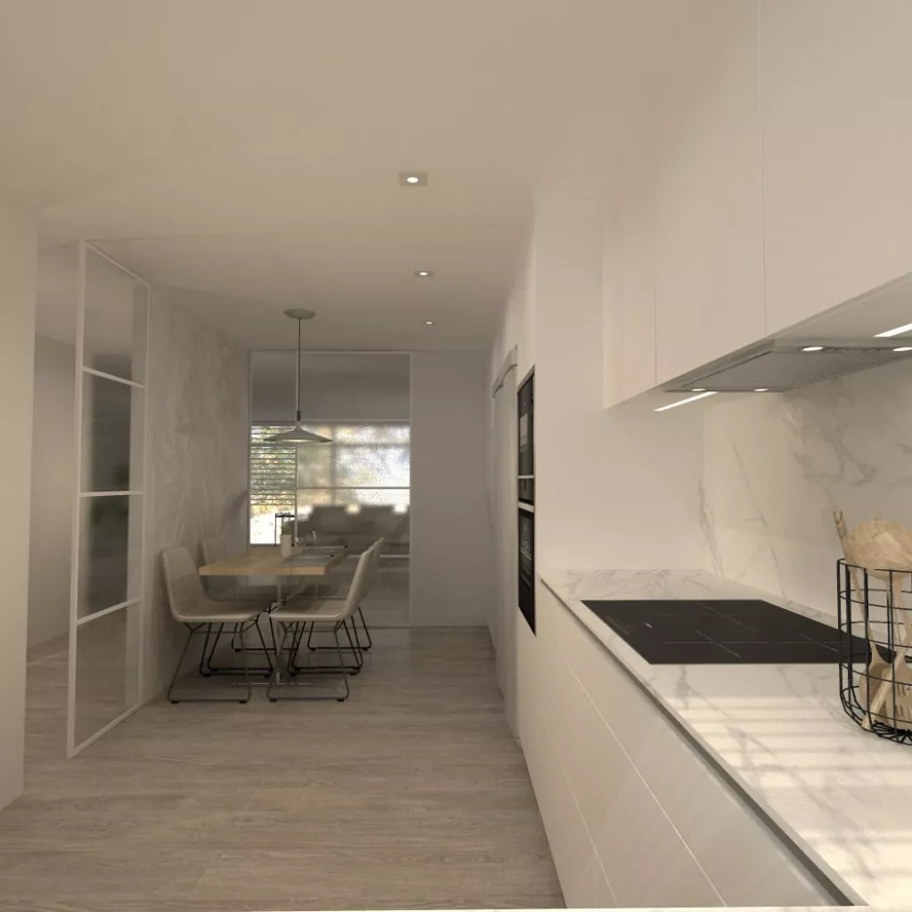 Cocina Santos blanca en L