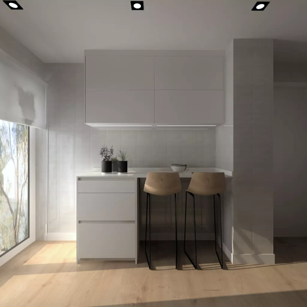 Cocina Santos blanca en paralelo