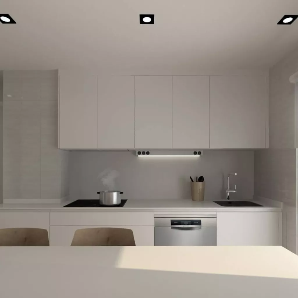 Cocina Santos blanca en paralelo