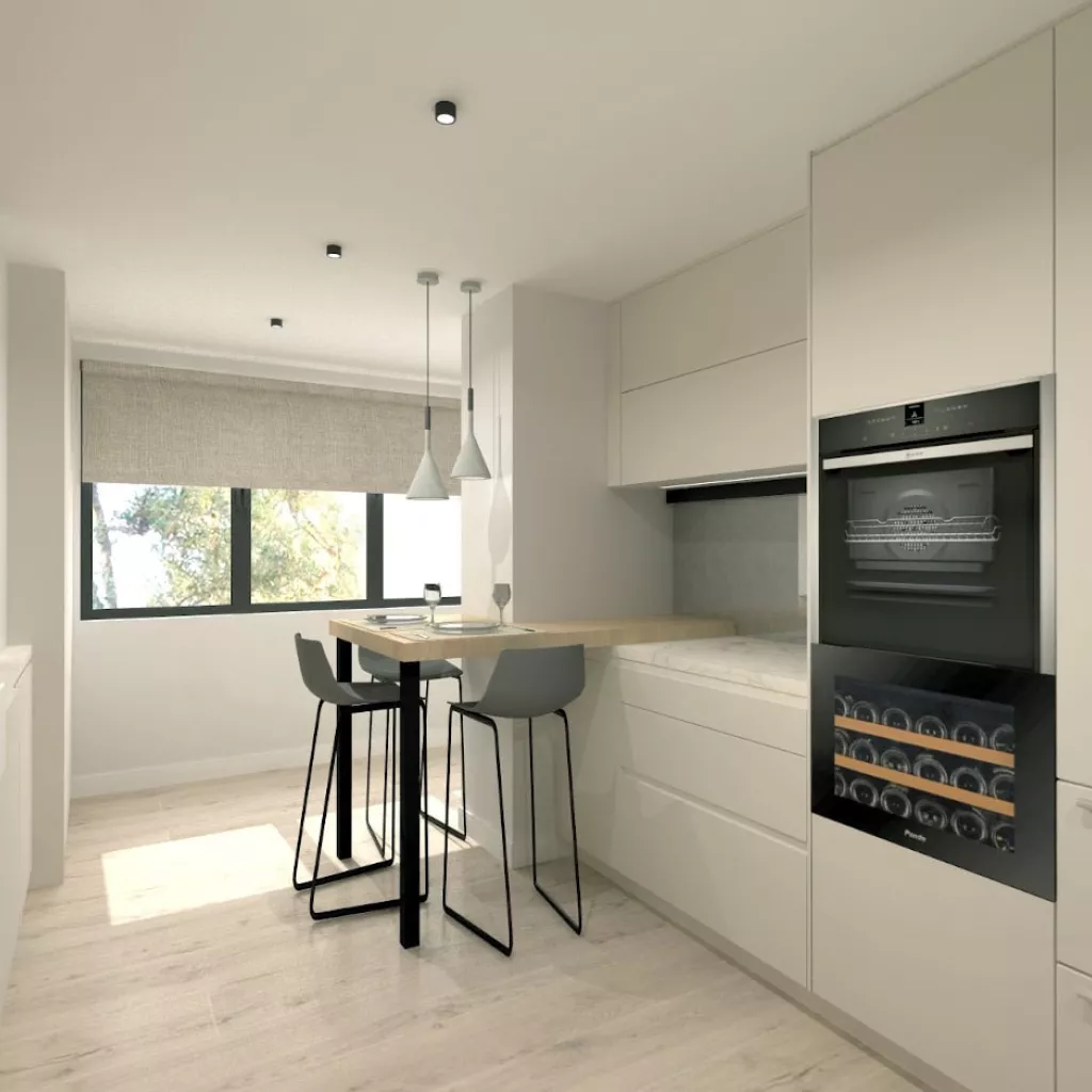 Cocina Santos blanca en paralelo