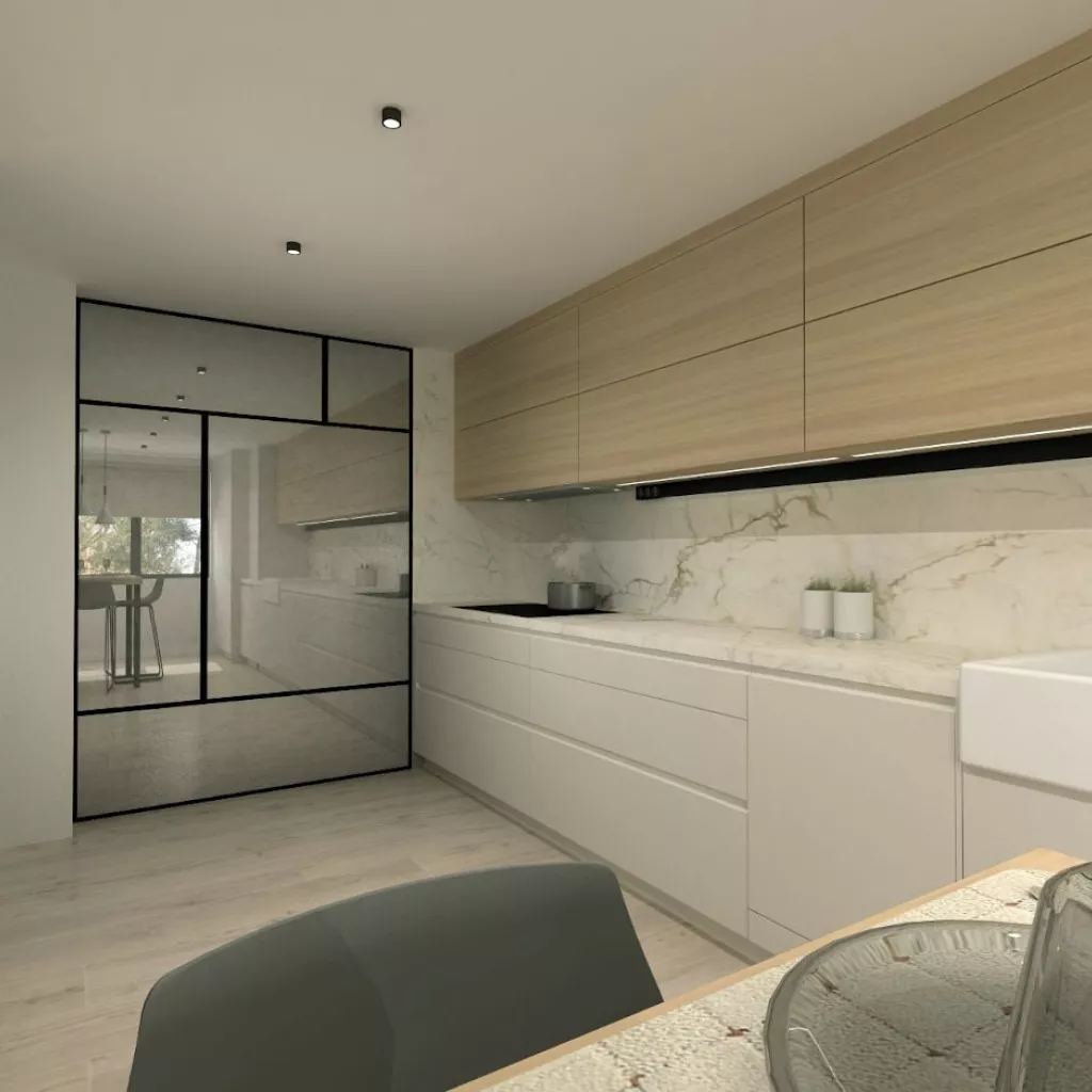 Cocina Santos blanca en paralelo