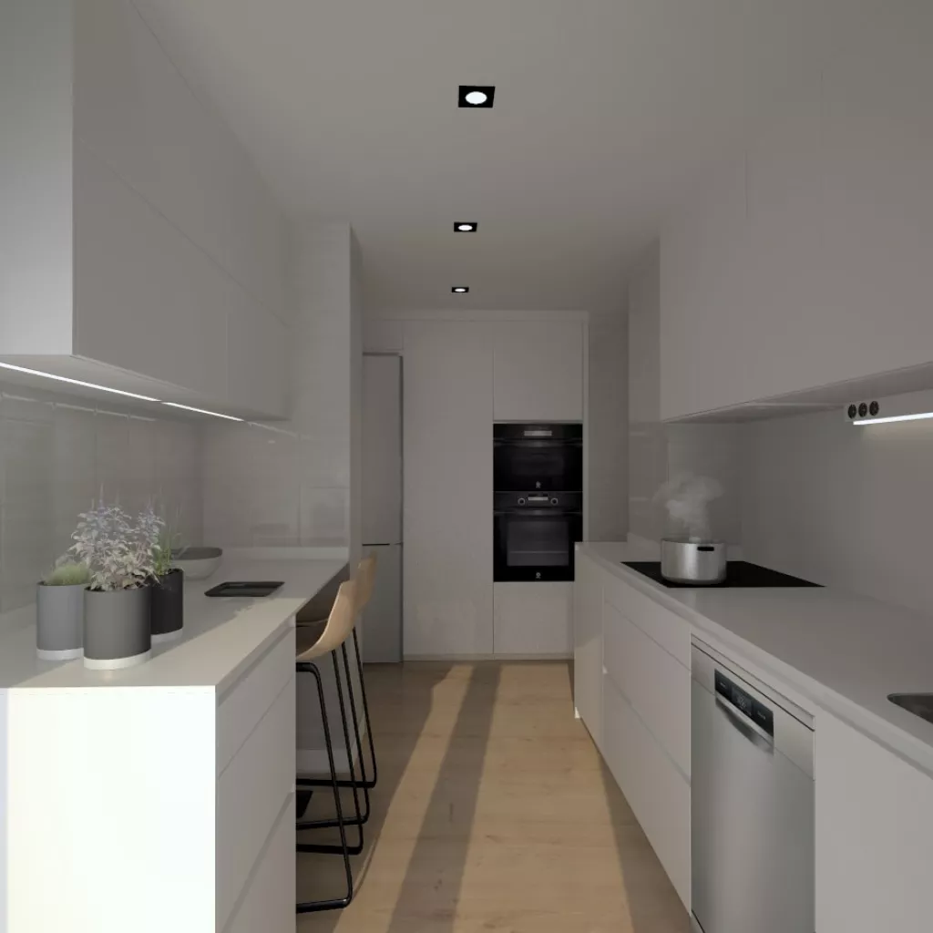 Cocina Santos blanca en paralelo