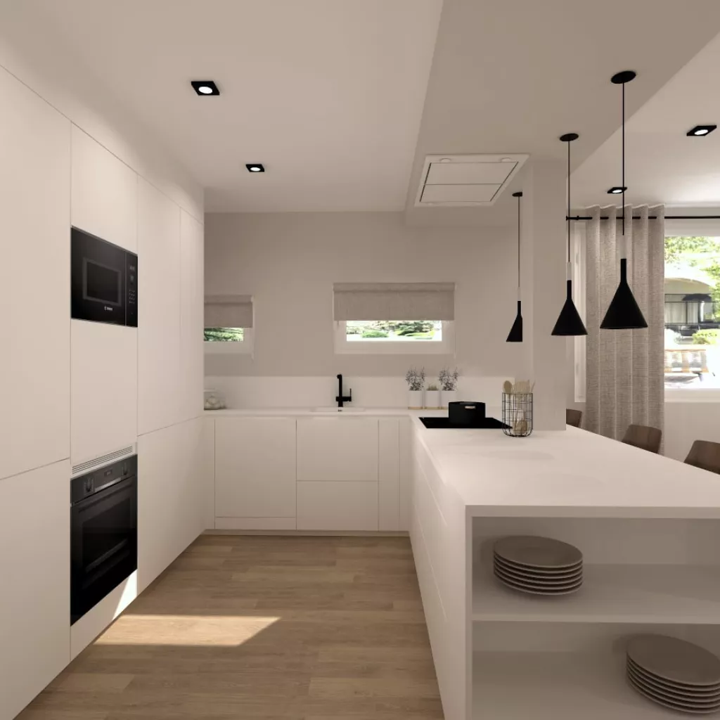 Cocina Santos blanca en U