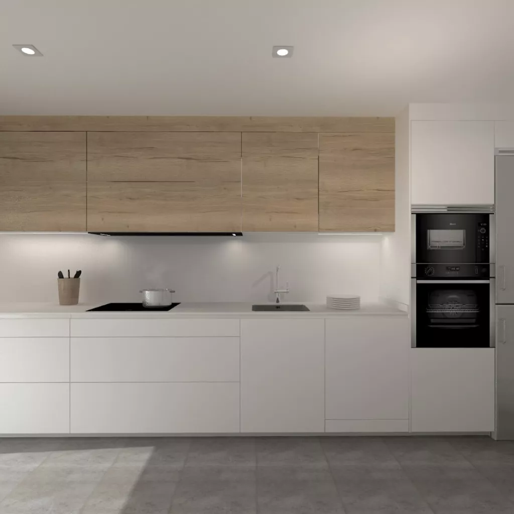 Cocina Santos blanca en paralelo