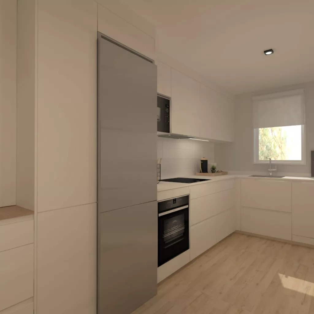 Cocina Santos blanca con forma de U