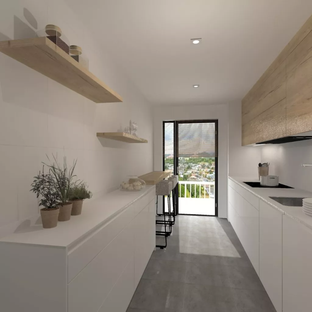 Cocina Santos blanca en paralelo