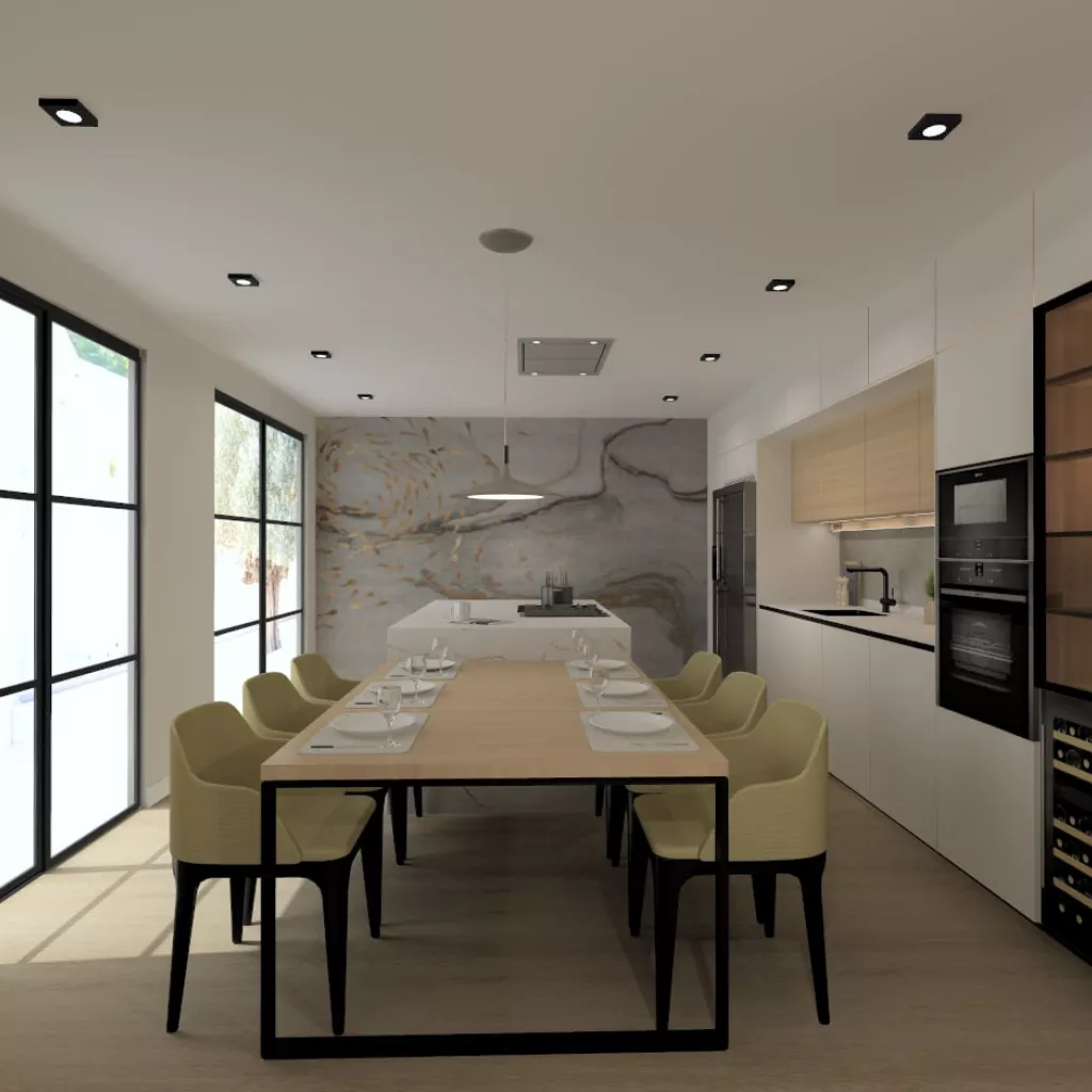 Cocina Santos blanca y madera