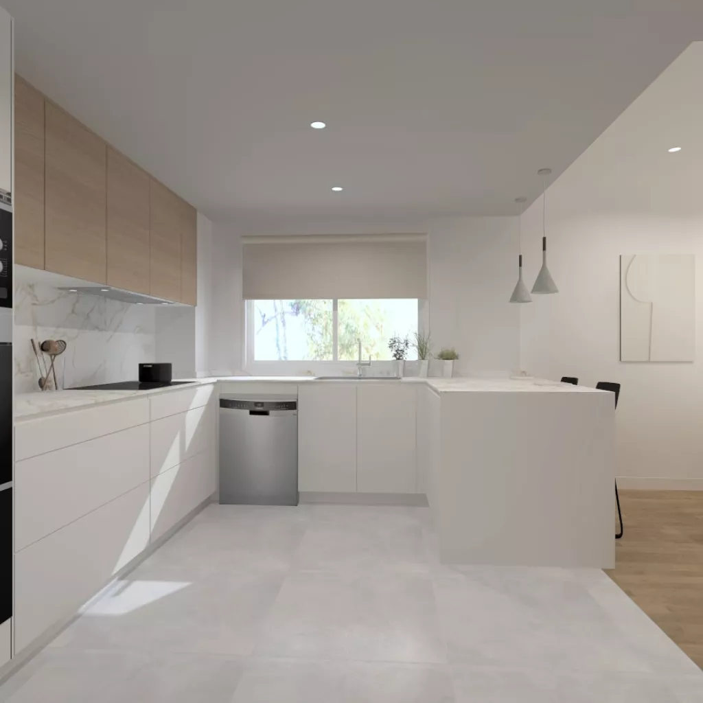 Cocina Santos blanca y roble