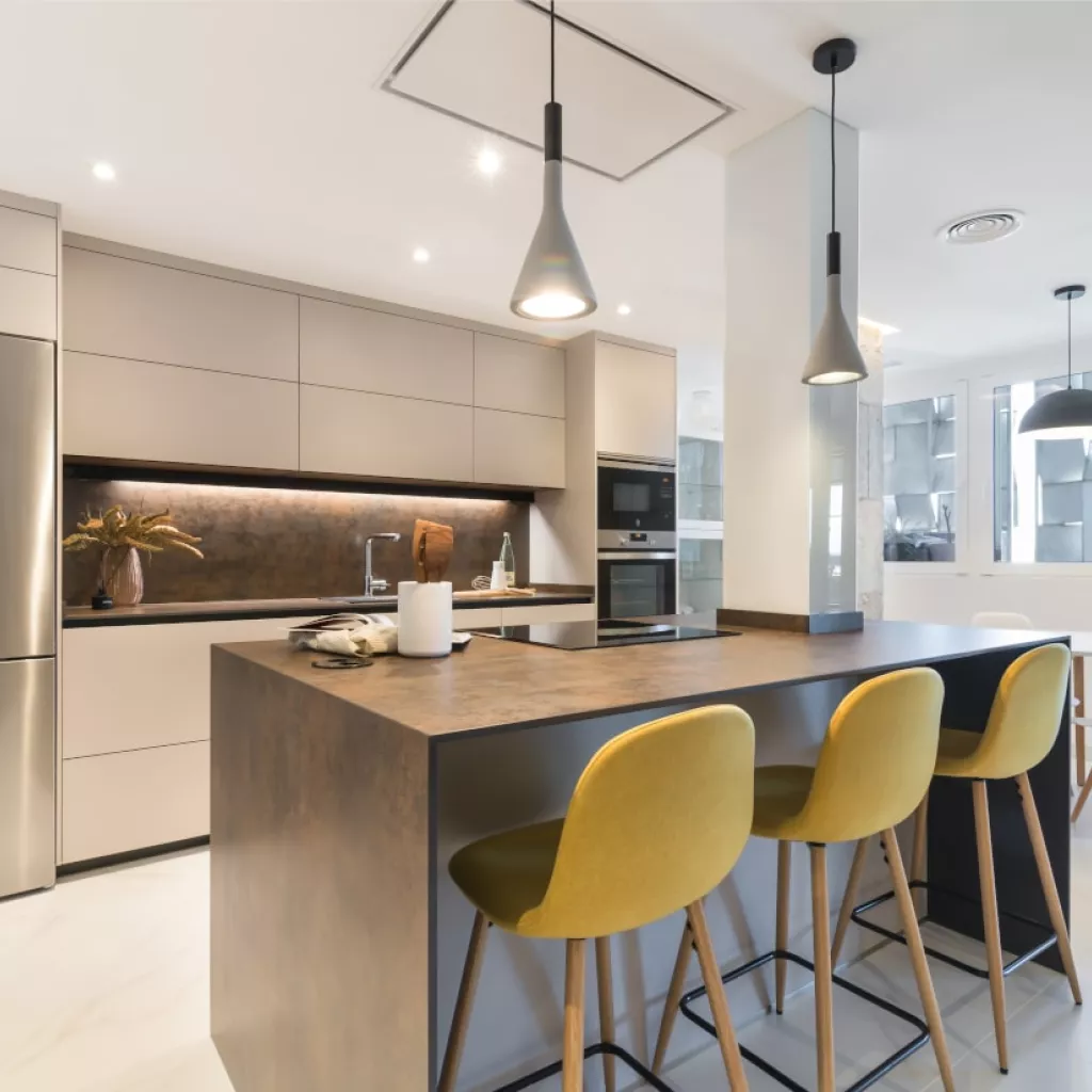 Cocina Santos cashmere con isla