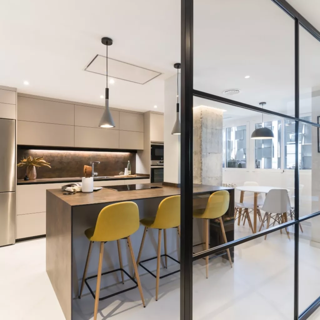 Cocina Santos cashmere con isla