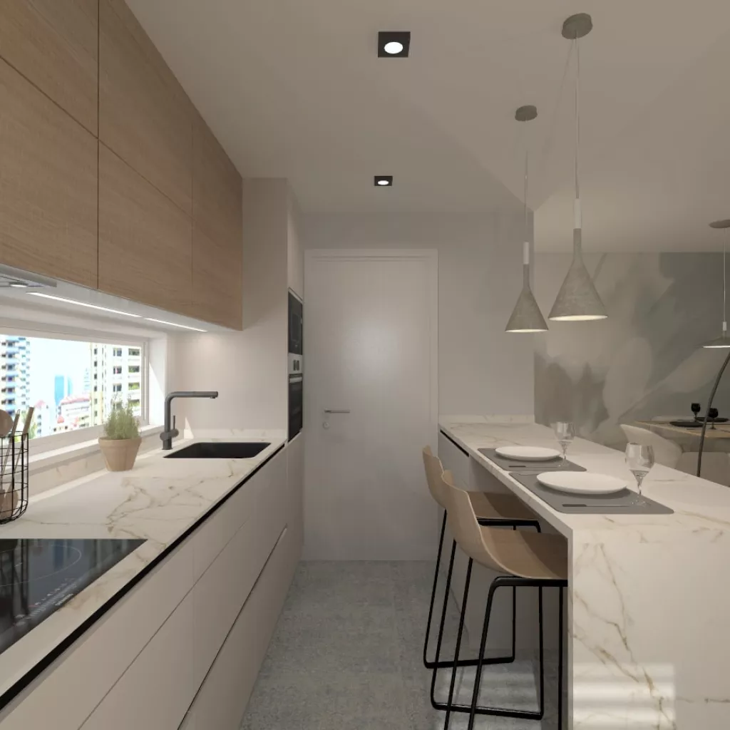 Cocina Santos cashmere con península