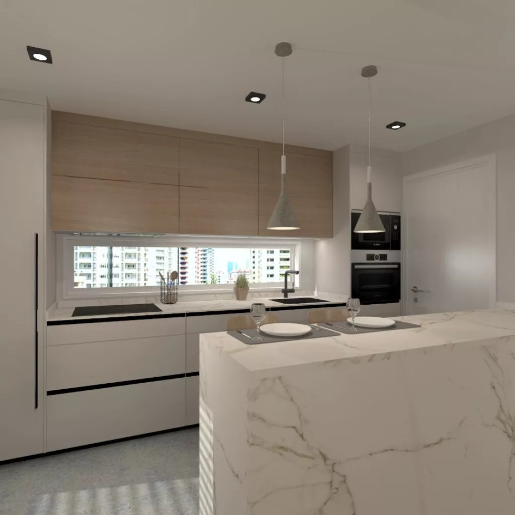 Cocina Santos cashmere con península