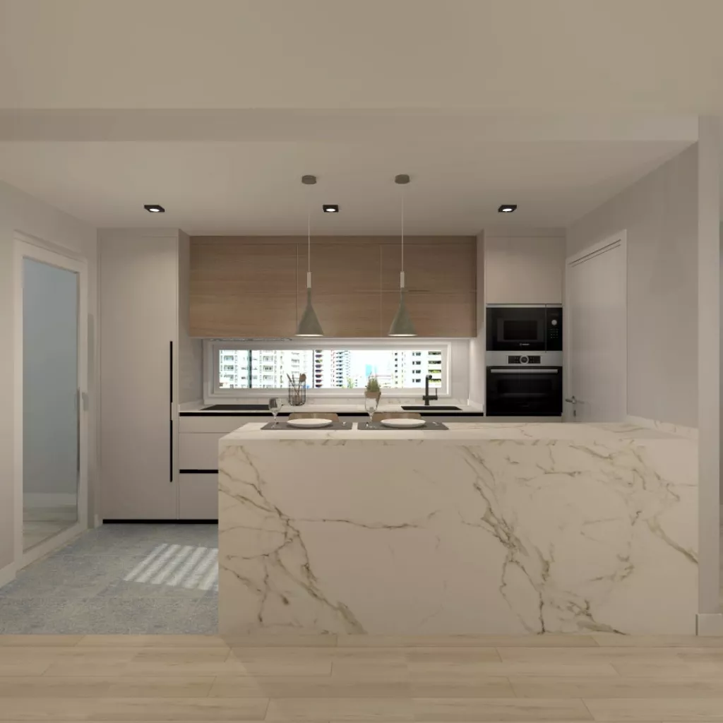 Cocina Santos cashmere con península