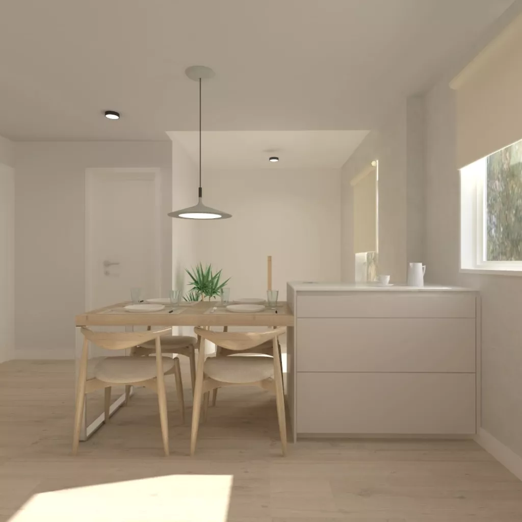 Cocina Santos cashmere con península y encimera de Dekton