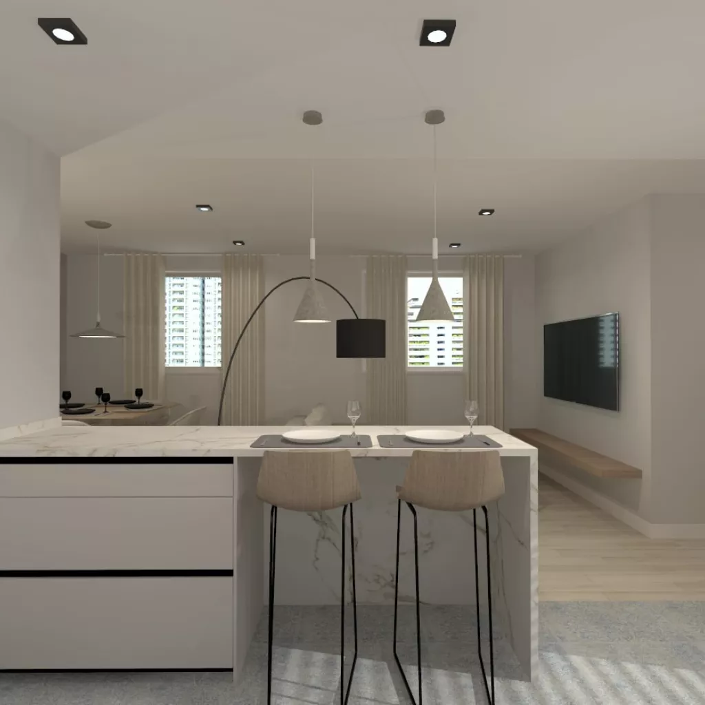 Cocina Santos cashmere con península