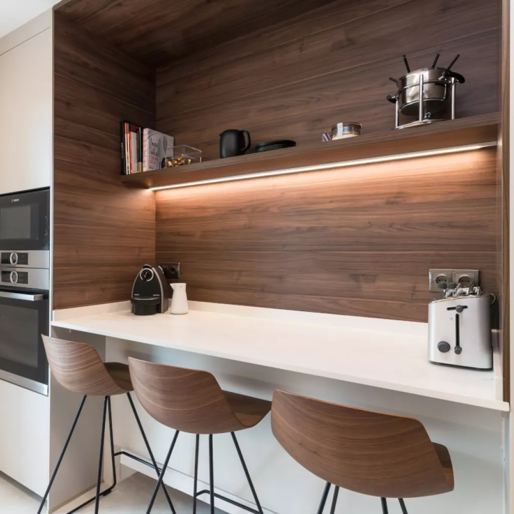 Cocina Santos cashmere frente con desayunador