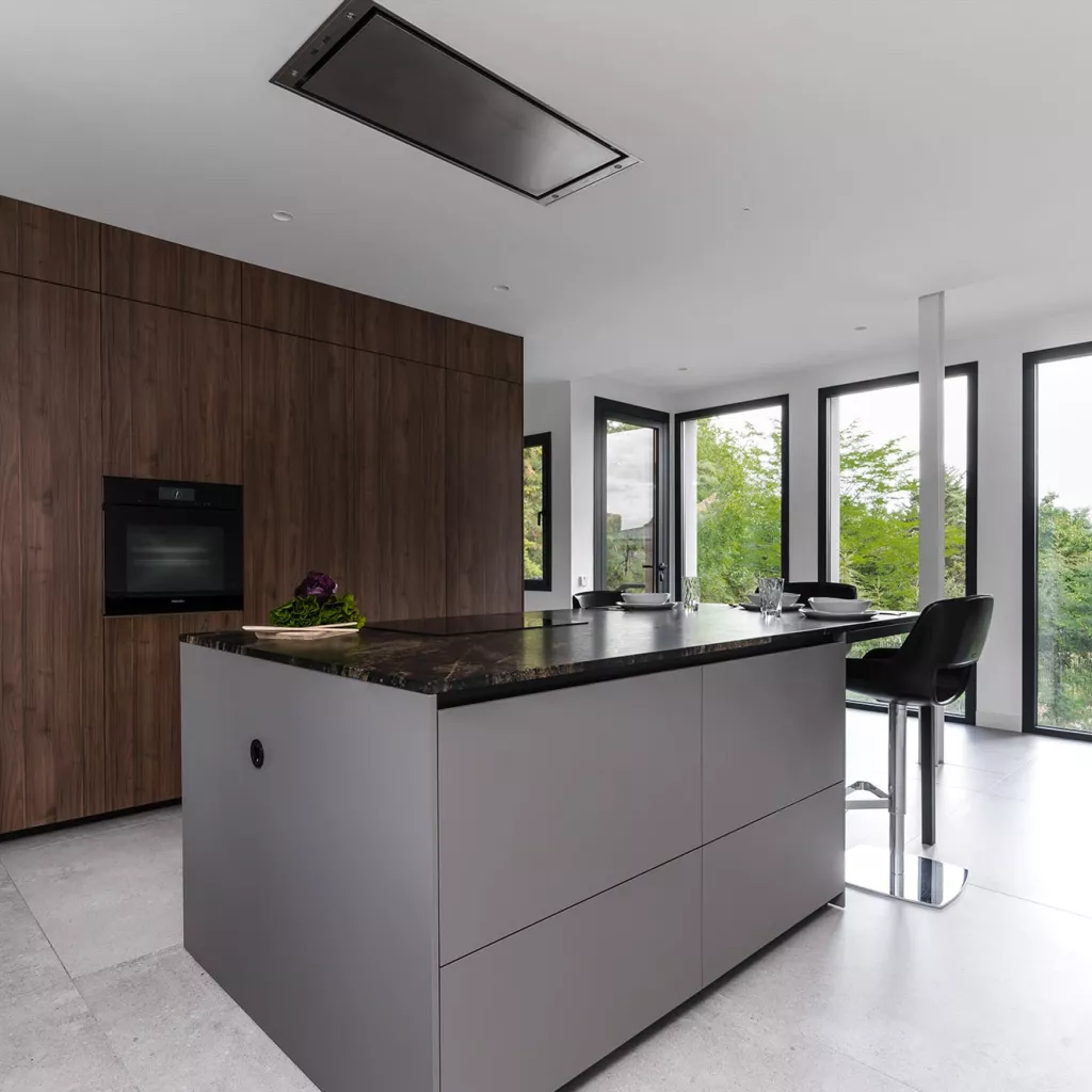 Cocina Santos en gris y Nogal