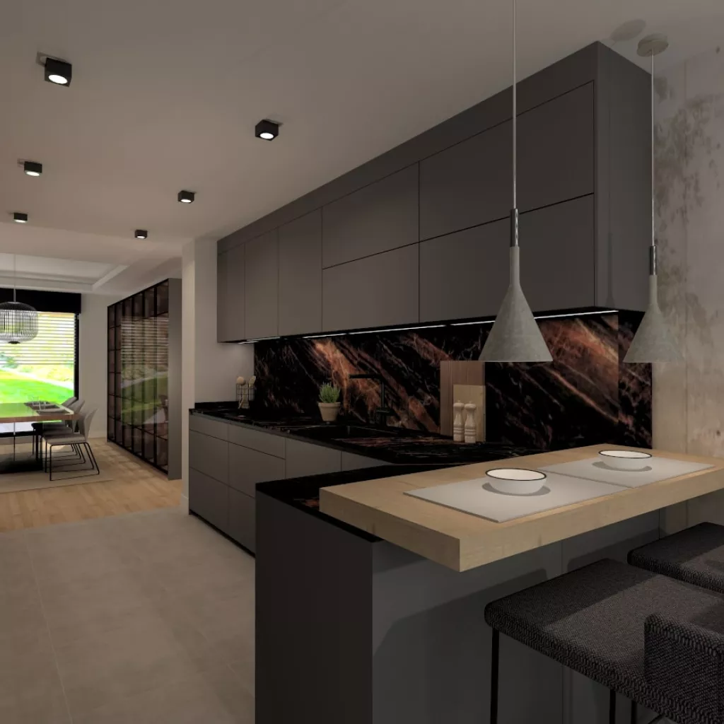 Cocina Santos gris abierta al salón