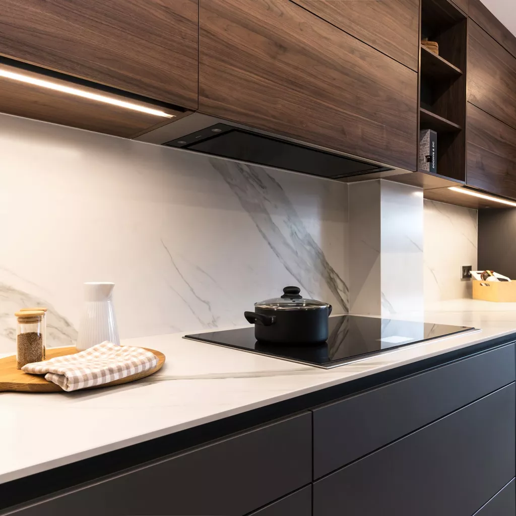 Cocina Santos gris antracita y nogal tierra