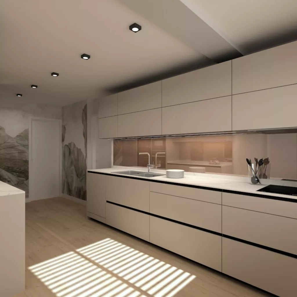 Cocina Santos gris arena en paralelo