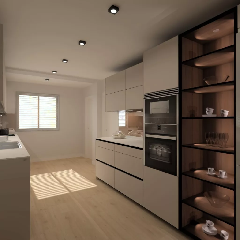 Cocina Santos gris arena en paralelo