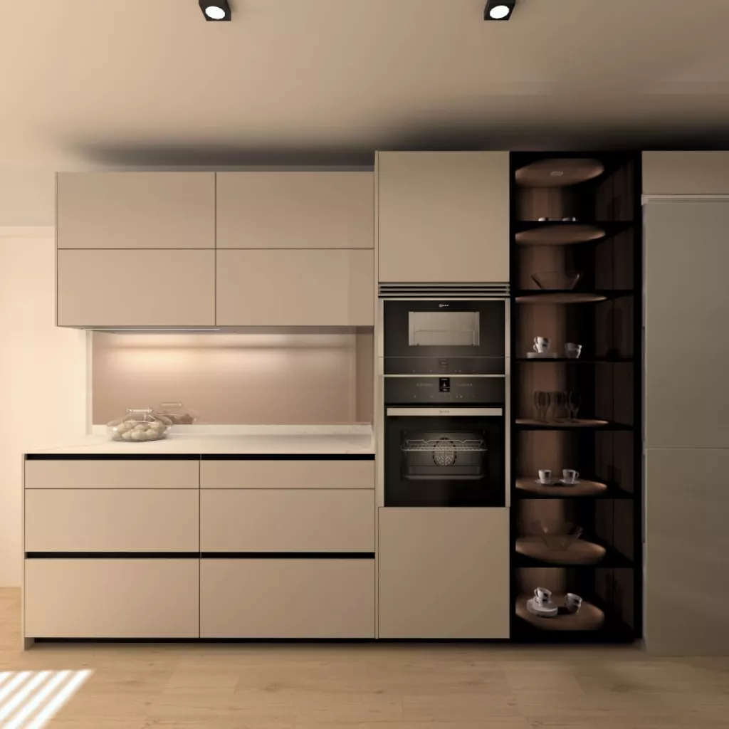 Cocina Santos gris arena en paralelo