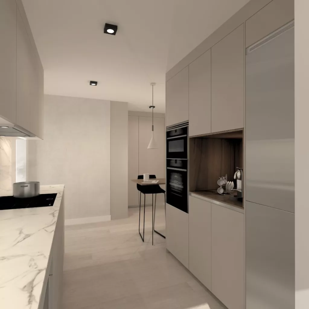 Cocina Santos gris arena en paralelo