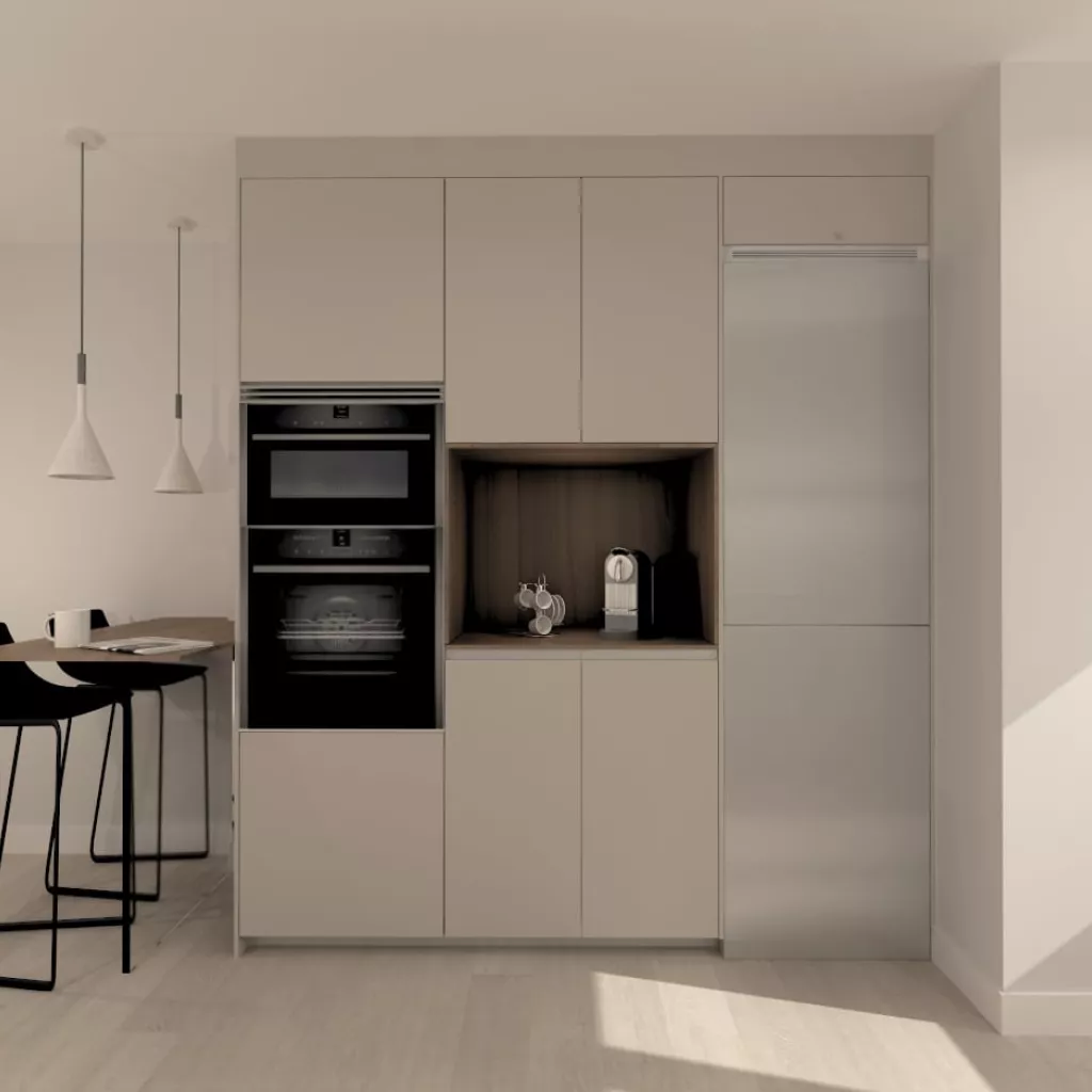 Cocina Santos gris arena con península