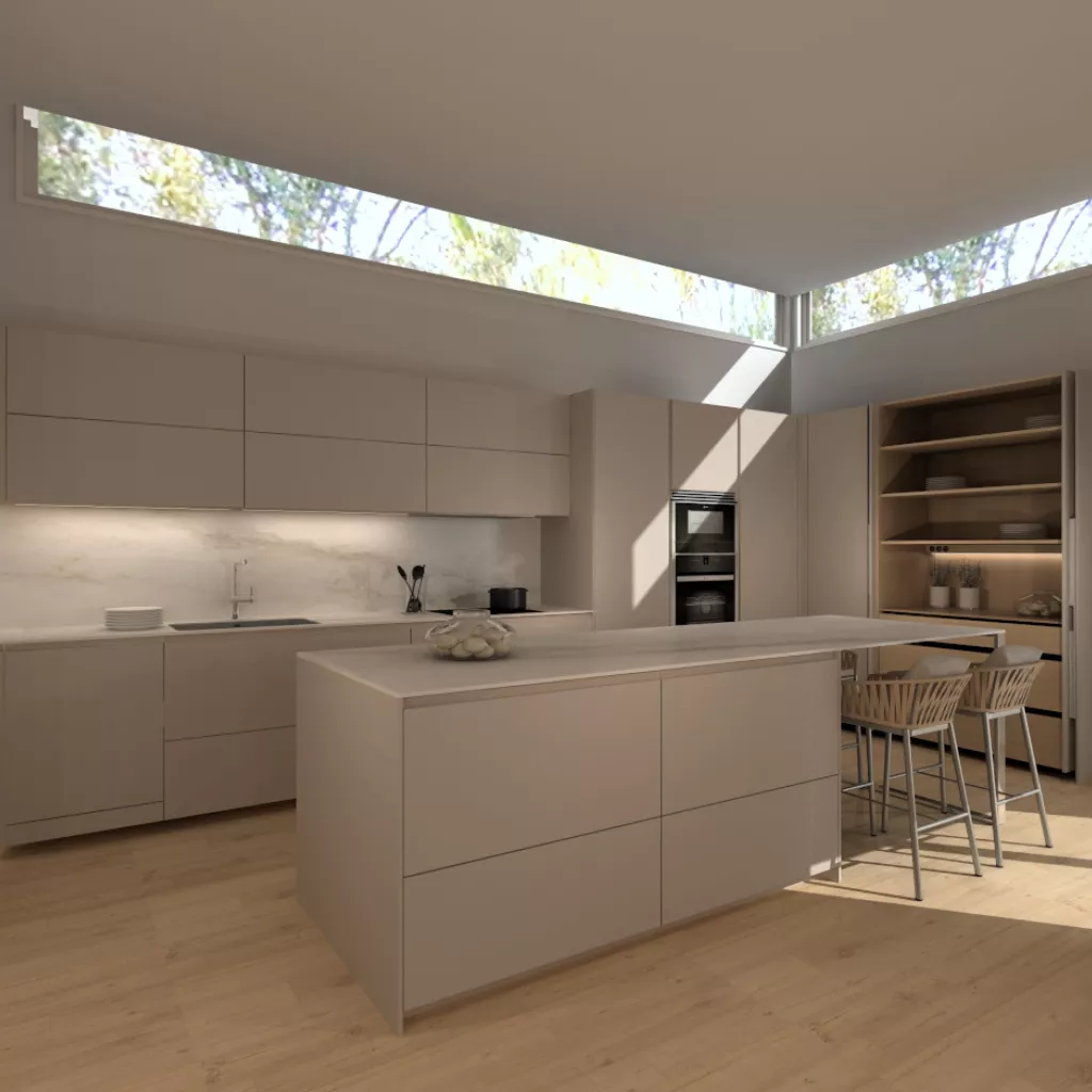 Cocina Santos gris arena y roble