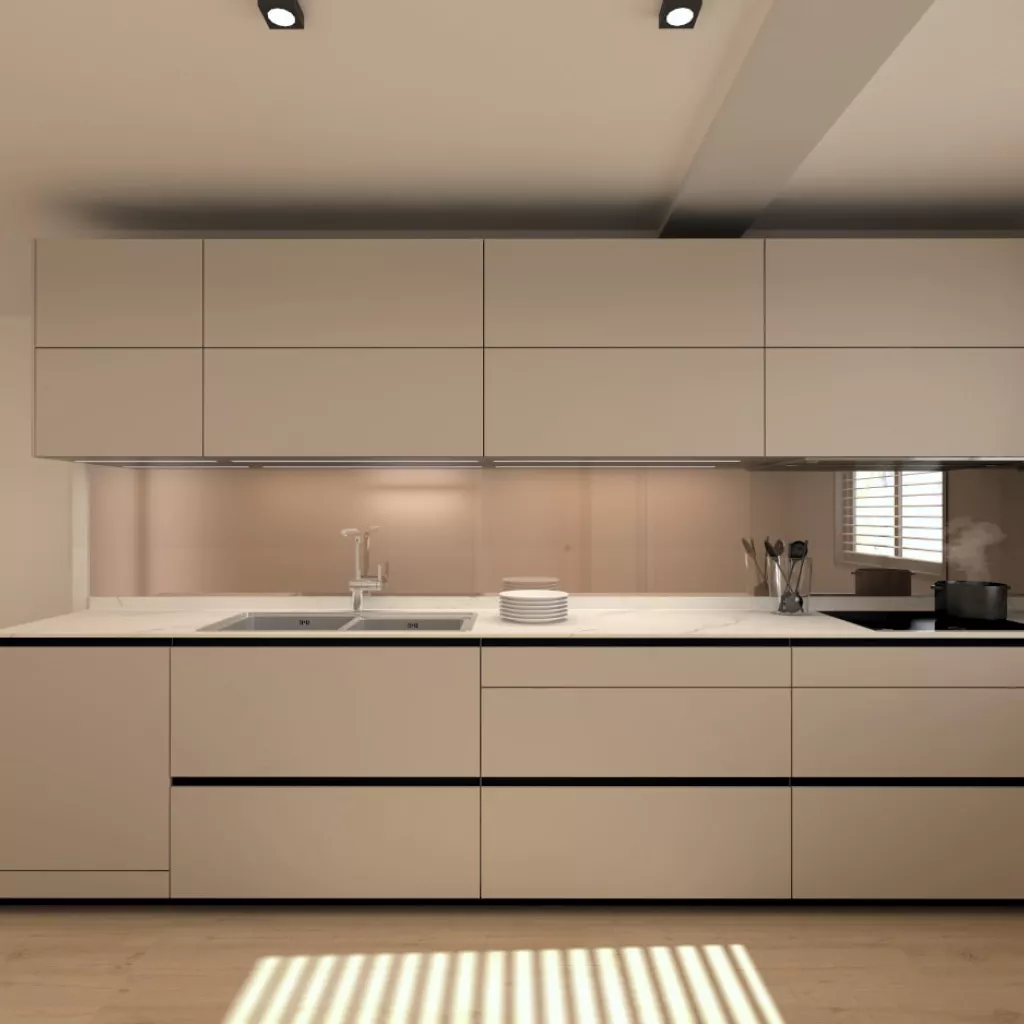 Cocina Santos gris arena en paralelo