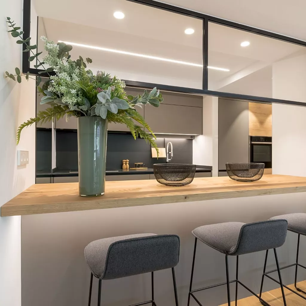 Cocina Santos gris con barra