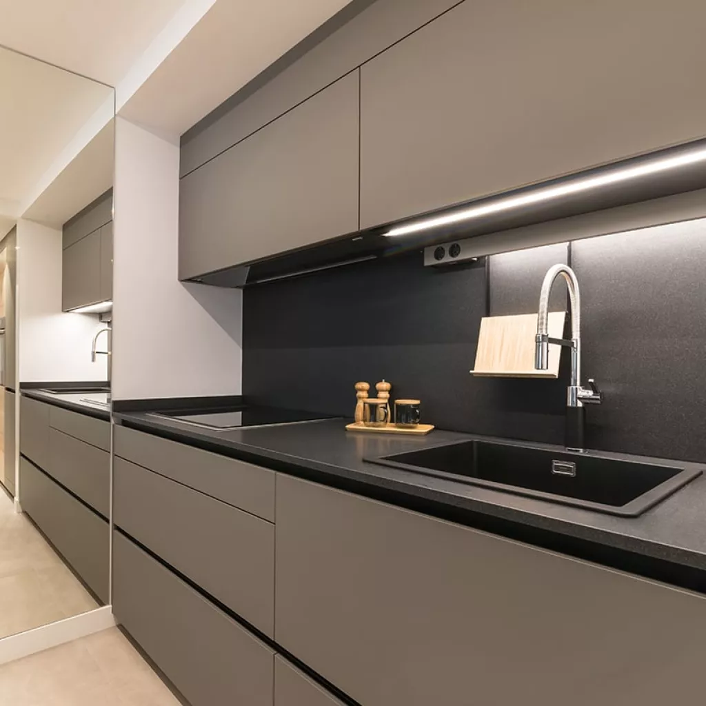 Cocina Santos gris con barra