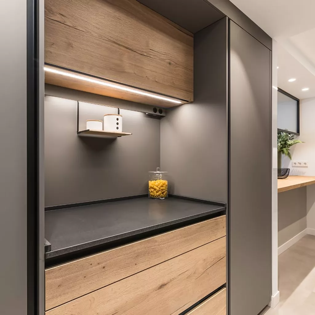 Cocina Santos gris con barra