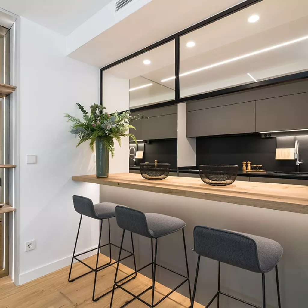 Cocina Santos gris con barra