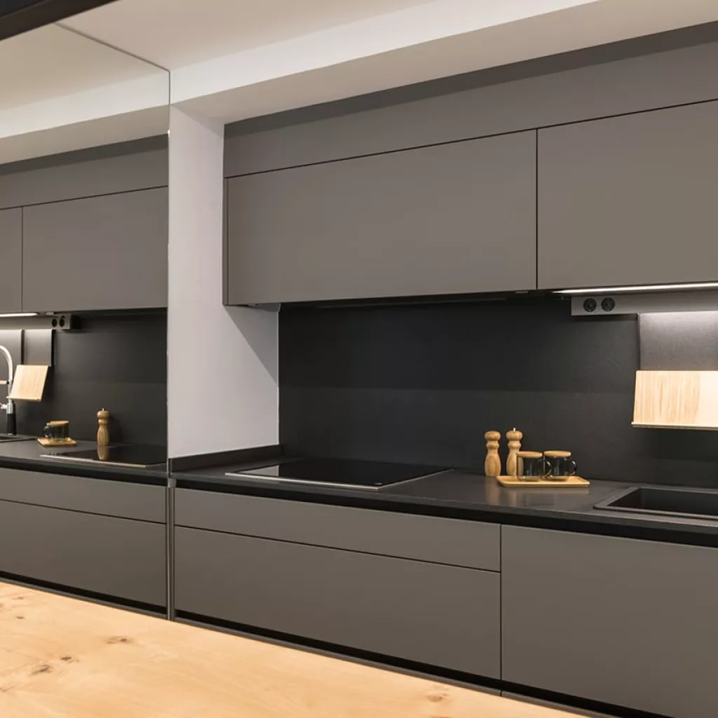 Cocina Santos gris con barra