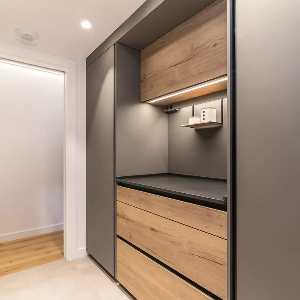 Cocina Santos gris con barra